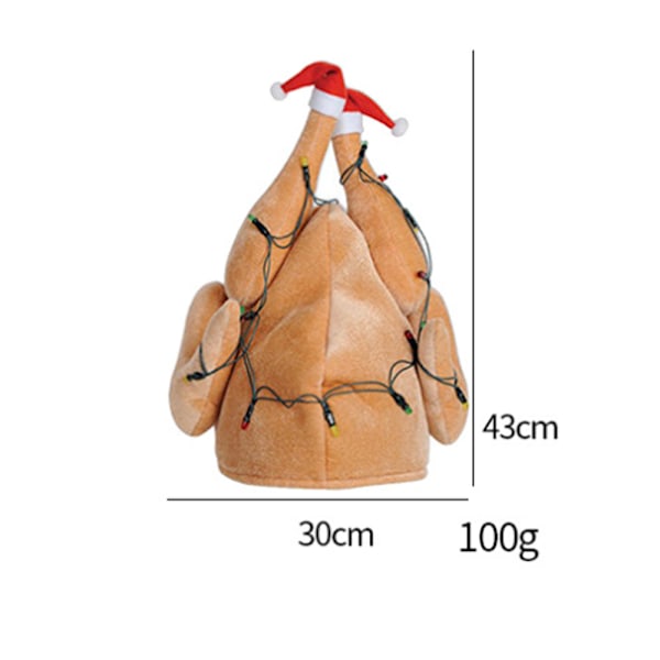 1 Pakke Plysj Lysende Julekalkun Lue, Rød/Hvit/Brun, 43 x 30cm
