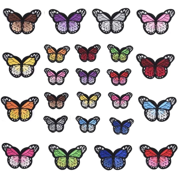 24 kpl Perhoskirjonta Perhonen Silitettävä Patch Butterfly