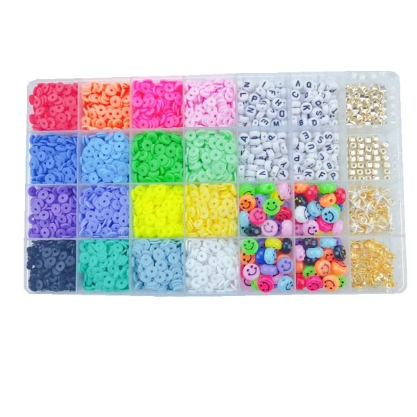 Polymer lera pärlor för armband, blomma smiley Heishi pärlor spacer handgjord lera för barn DIY Ea
