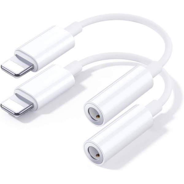 2-pak iPhone Jack Adapter Lightning Adapter 3,5 mm Jack Plug Earp
