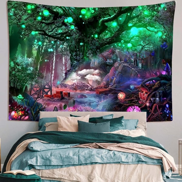 (150 x 200 cm) Elämänpuu Tapestry Psykedeeliset elämänpuunauhat