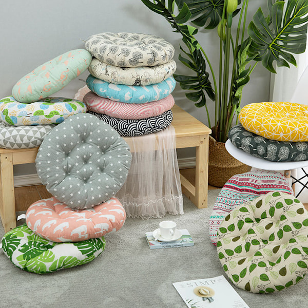 1 st. Rund Kudde Golvkudde Japansk Futon Stolsdyna Tatami Golvkudde Gul Kudde för Vardagsrum Balkong