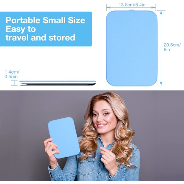 smink spegel, LED bärbar spegel med ljus, touch screen smink spegel, 3-färgs dimbar lig Blue