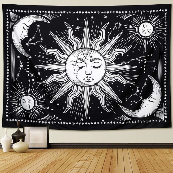 (L/200cm x 150cm) Seinävaippa, mustavalkoinen aurinko- ja kuuteippi