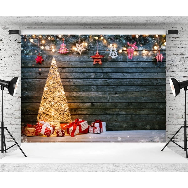 Julfotografering Bakgrund, 2x1,5m Bakgrunder för Fotostudio, Färgglada Ljus Present Jul