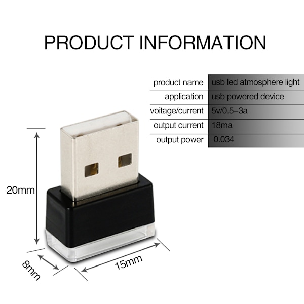 Bil LED-atmosfærelys, 7 stk. USB-belysningsatmosfærelys