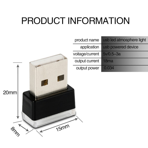 Bil LED Atmosphere Lights, 7 delar USB Lighting Atmosphere Light