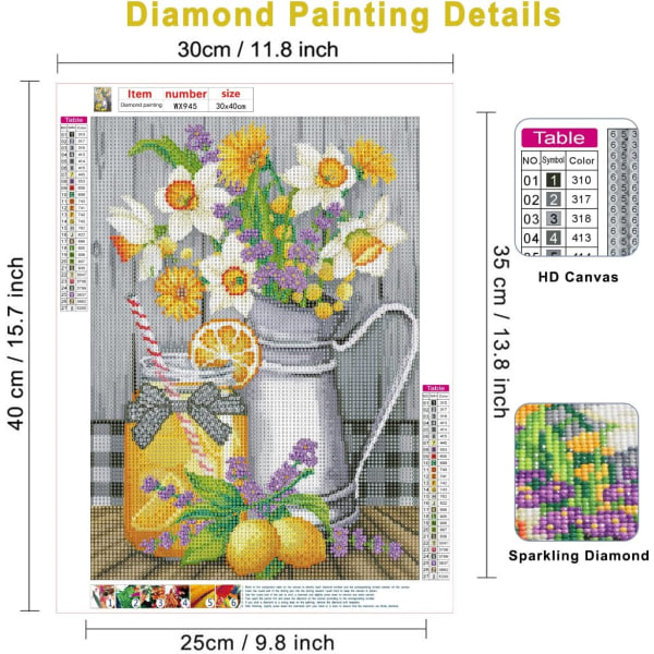 Uten ramme X1088-Diamond Painting Citron, Diamant Peinture Kits
