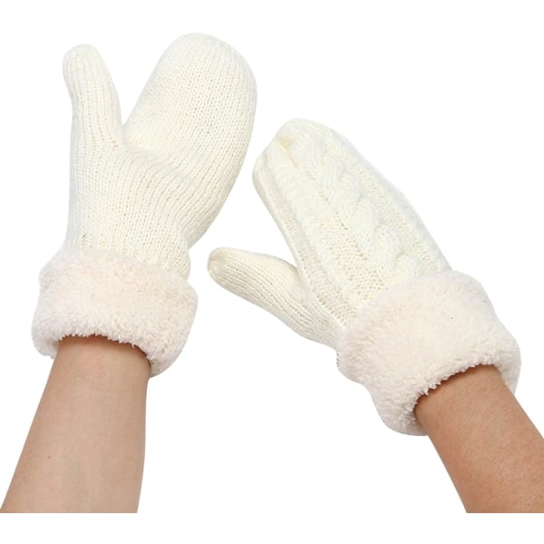 Benvita stickade handskar för barnvantar Kvinnor Modestickat