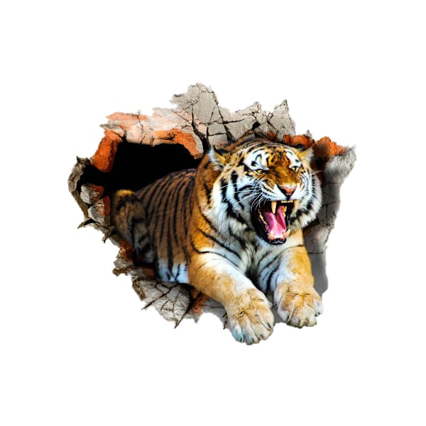 2 st. 3D Tiger Väggdekaler, Självhäftande Väggdekor