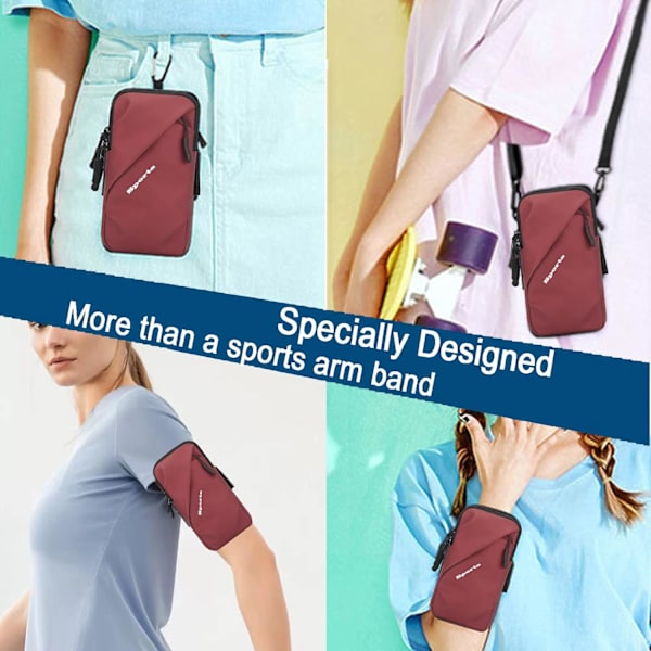 (Rød) Telefonholder Armbånd, Crossbody Skulderstropp Holster Bag med Armbånd for iPhone og Andre C