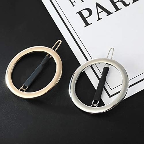 2 stk Minimalistiske Hårklipp for Kvinner og Jenter, Nydesignet Hul Høyre Sirkel Geometrisk Metall Hårklipp Bobby