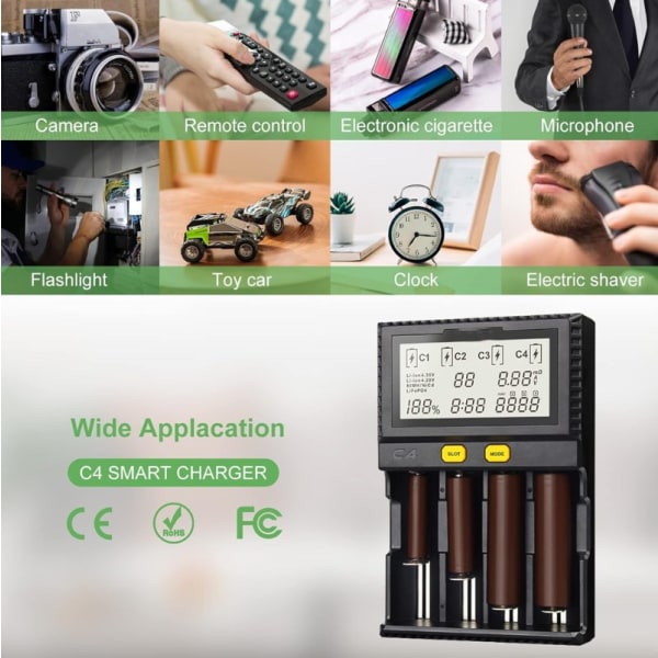 18650 Universell intelligent batteriladdare med LCD-display för NI-MH, NI-CD, AA, AAA, 14500, 18350