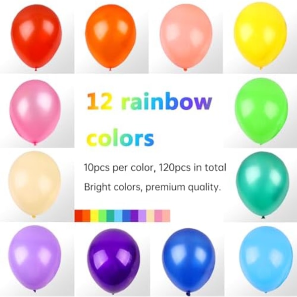 2 stk RUBFAC 120 Balloner Assorteret Farve 12 Tommer Regnbue Latex Balloner, 12 Lyse Farver Party Balloner til Fødselsdag B