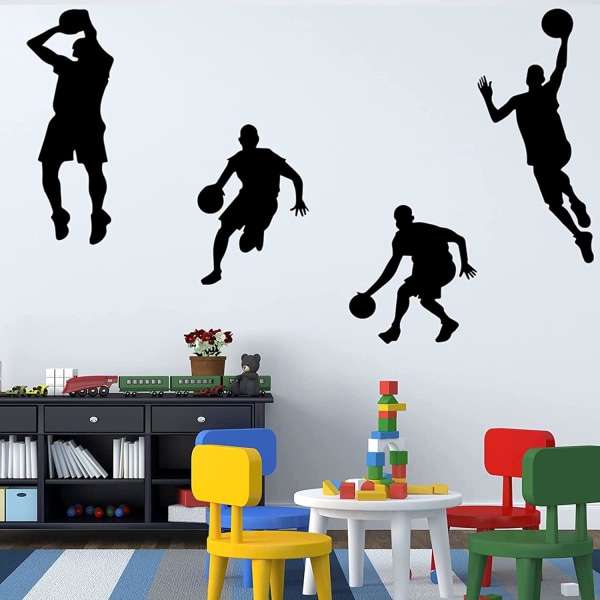 4-pack Basketball vægdekaler til drenge og piger