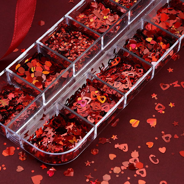 3 st Alla hjärtans dag Hjärta Glitter Paljetter för Nagelkonst Fjäril Hjärta Berlocker Julnaglar Urholkade Flakes Hjärta