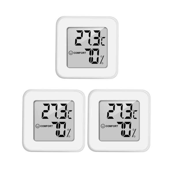 (Vit 3 st) Mini LCD inomhus termometer hygrometer, bärbar hög precision digital temperatur
