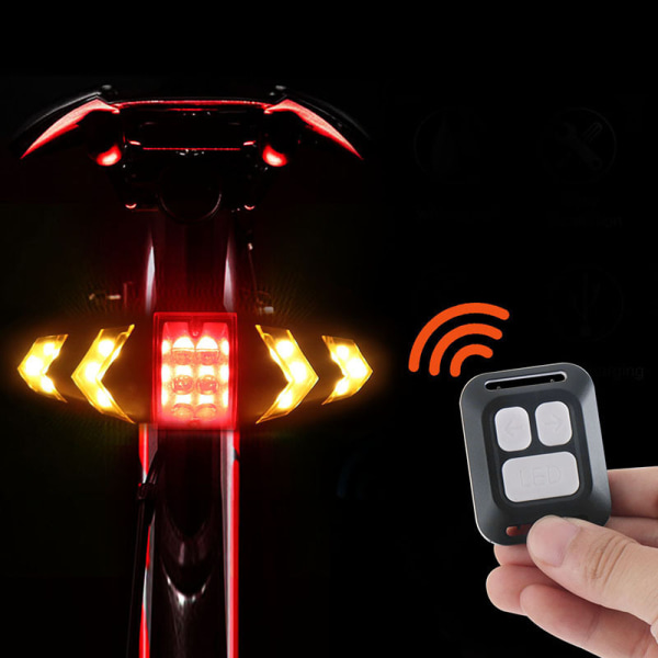 Cykelbakljus med blinkers USB Uppladdningsbar Ultra Bright L