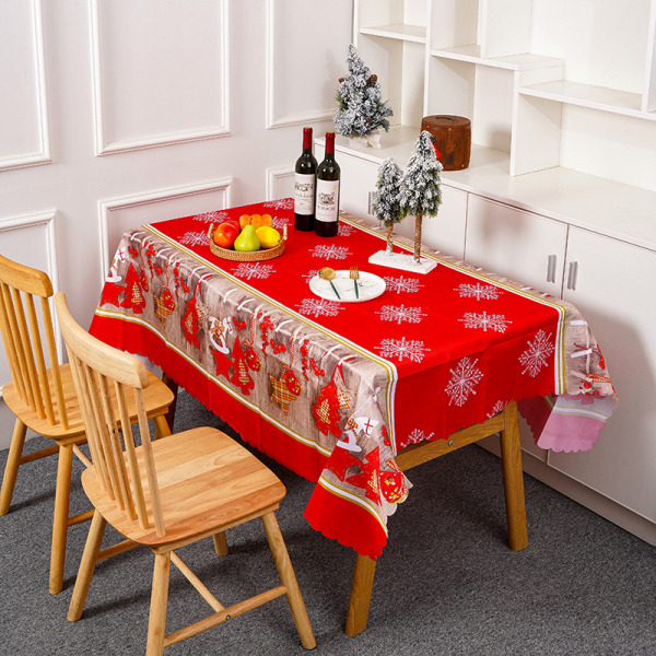 Christmas Tablecloth, Red Christmas Tablecloth Rectangular Festiv