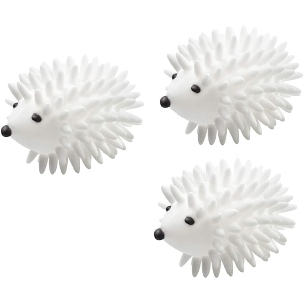 3-pack Igel Torktumlare Bollar Återanvändbara Torktumlare Bollar för Torktumlare Maskin Antistatisk Mjuk Tvätthjälp Bollar (Vit)