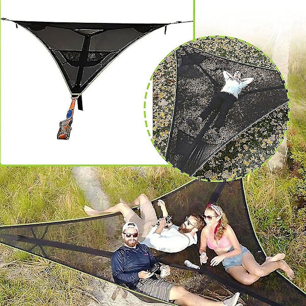 Luftcamping Hängmatta 3-punktsdesign Flerpersoners Bärbar
