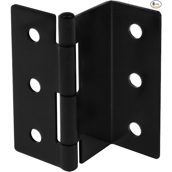 6 st 3\" Halv-Yta Bröstgångjärn, Svart Offset Gångjärn 3-Folds Retro Gångjärn för 1\" Tjock Dörrpanel, Max Last 66 lb