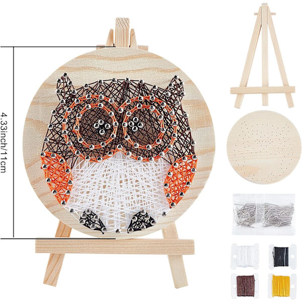 20cmx20cm Pöllön String Art -setti askartelu Cupcake DIY Nail String Art -setti aikuisille lapsille aloittelijoille kiharrettu L