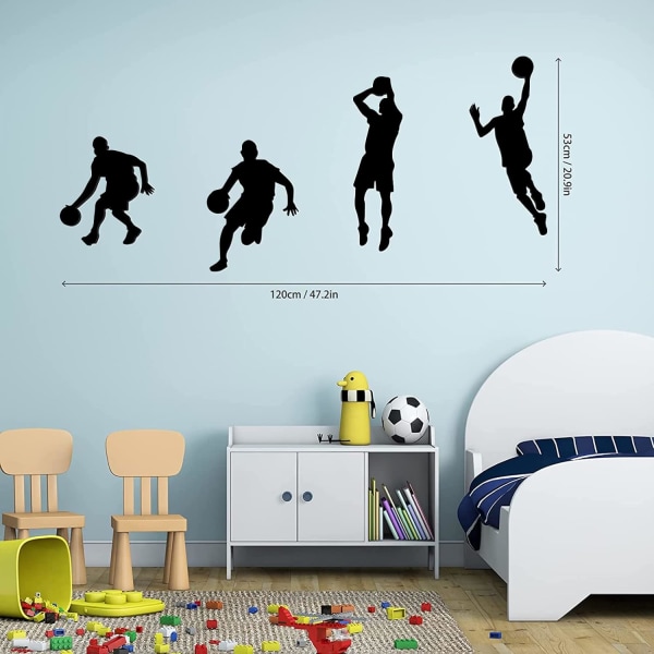 4 Pack Basketball Wall Decals for Boys and Girls