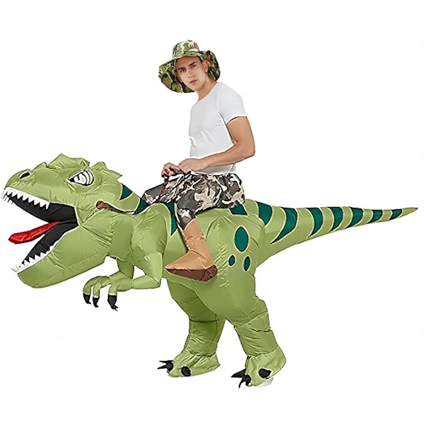 Oppblåsbar dinosaurkostyme for voksne, oppblåsbar dinosaurkostyme for Halloween, oppblåsbar kostyme