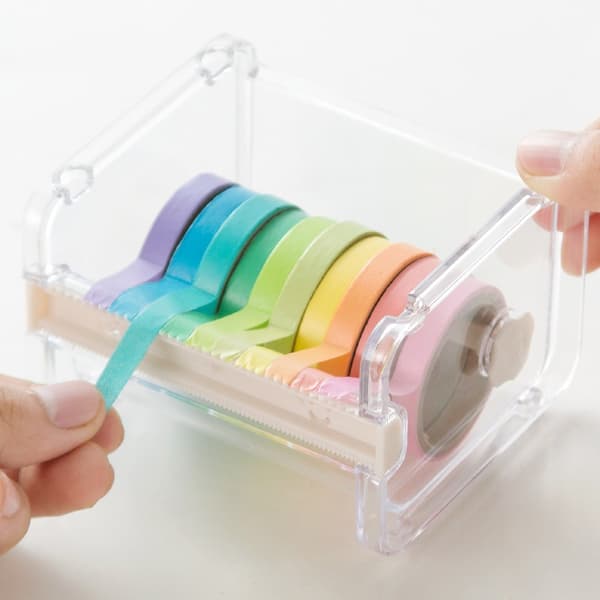 2-pack transparent kontorstejpdispenser, tejpskärare,