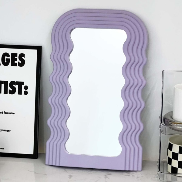 Æstetisk bølgemønster Spejl med uregelmæssig ramme, dekorativt skrivebord Wa