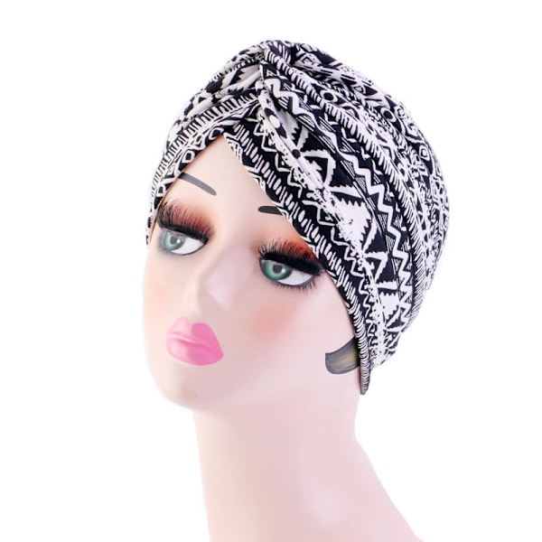 Chemo Headwear Headwrap Scarf Beanie Hat Women Stretch Knot Front Turban Black