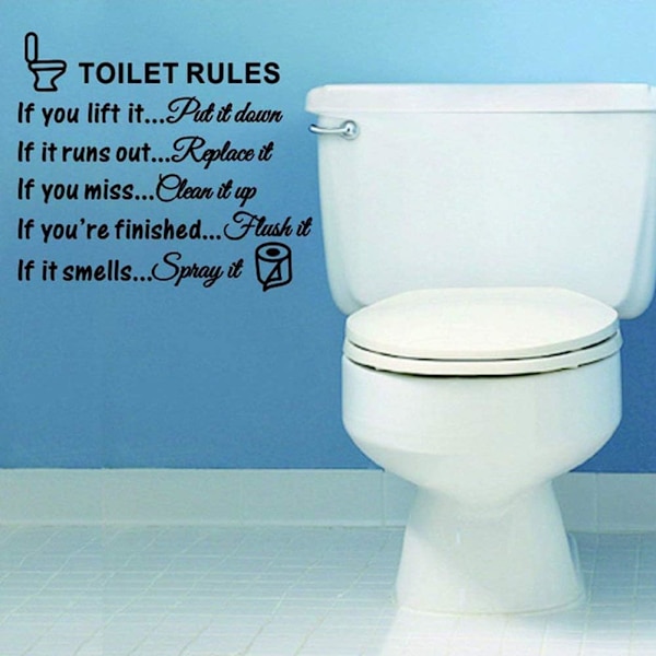 DIY Irrotettavat WC-säännöt Seinätarra Sanoja Pesuhuone Kylpyhuone Tarrat WC Kyltti Vinyyli Taide Sisustus Lapsille Olohuone Kodin Koristeet.