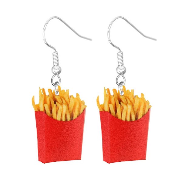 Imitasjonsmat Dinglende Øredobber Hamburger Pommes Frites Taco Brød Kjeks Øredobber