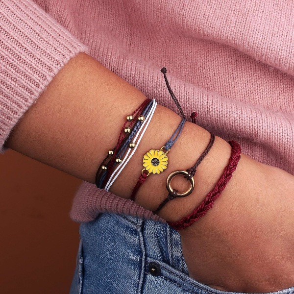 Handflätat Solrosrep Armband Boho Surf Rep Charm Br