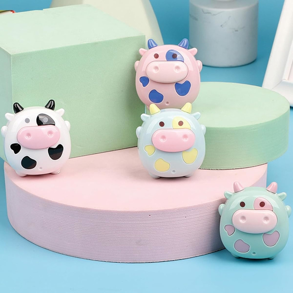 4 stk. Sød Blyantspidser Cartoon Ko Blyantspidser Lille Manuel Blyantspidser Kawaii PVC Blyantspidser Papirvarer S