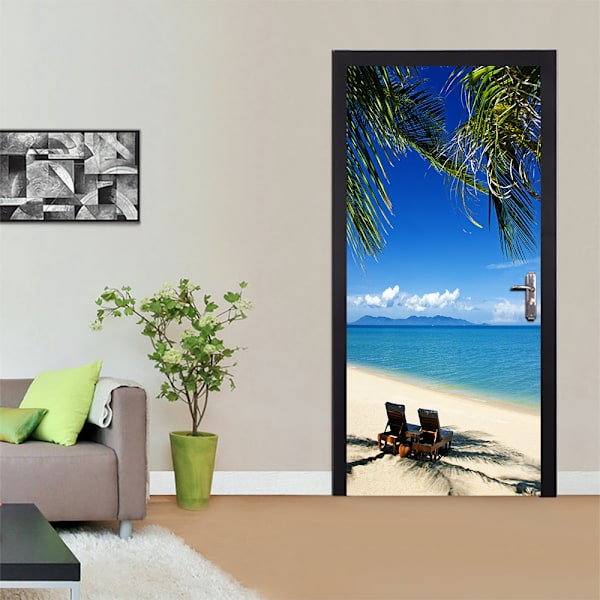 StyleS 77x200cm 3D Dørklistremerkelapp Vinkjeller Fotomural Trom