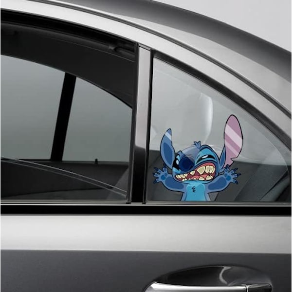 1 st Stitch Rolig Slagande Glas Anime Cartoon Vinyl Dekal Sticker för Bil/Lastbil/Laptop
