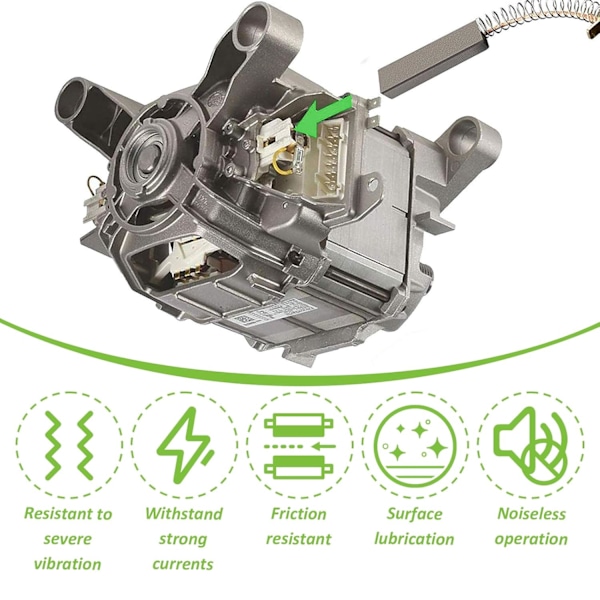 2 stk. Motor Kullbørster for Bosch Siemens Vaskemaskin og Tørketrommel Reservedeler Kompatibel med Vaskemaskiner