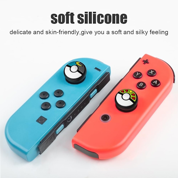 Pehmeä silikoninen ohjaussauvan suojus Nintendo Switch/OLED/Switch Lite -ohjaimille, analogiset ohjaussauvan tarttujat New Pokeball