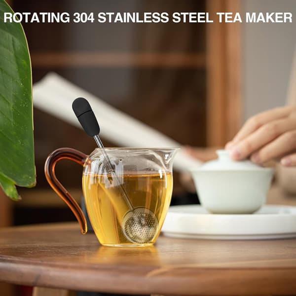 3 stk. Te-kugle-infuser i rustfrit stål med drejeligt net, Genanvendelig te-si i løse blade af rustfrit stål, Finmasket te-interval-diffuser-si til Nat