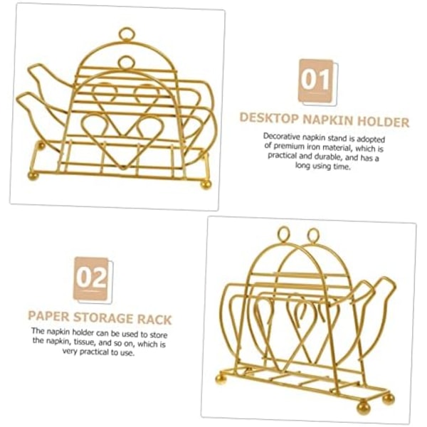 Kande Serviet Holder Støbejern Serviet Organizer Guld Papirhåndklædeholder Bord Serviet Stativ Bryllup Serviet Holder Moderne