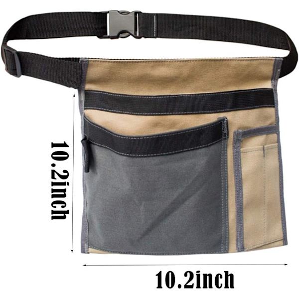 Verktygsbältesväska, 12OZ Multifunktionell Canvas Midjeväska Verktygsficka