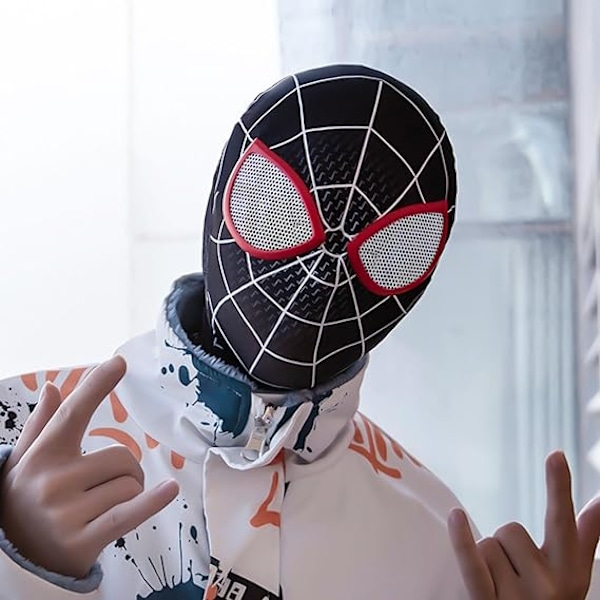 (Sort) Spider-Man maske superhelt maske voksen maske cosplay kostume Halloween julekostume rekvisitter