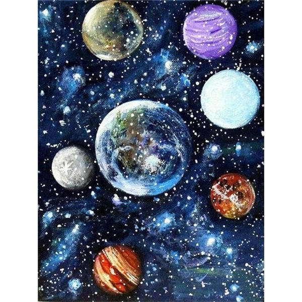 30 x 40 cm, tähtitaivas planeetta Timanttimaalaus Broderie Diama