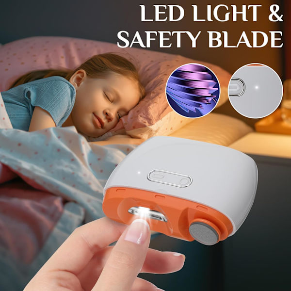 Elektrisk nagelklippare Laelr 2 i 1 nagelklippare och polerare med LED-ljus 2 hastigheter och nagelskrapa