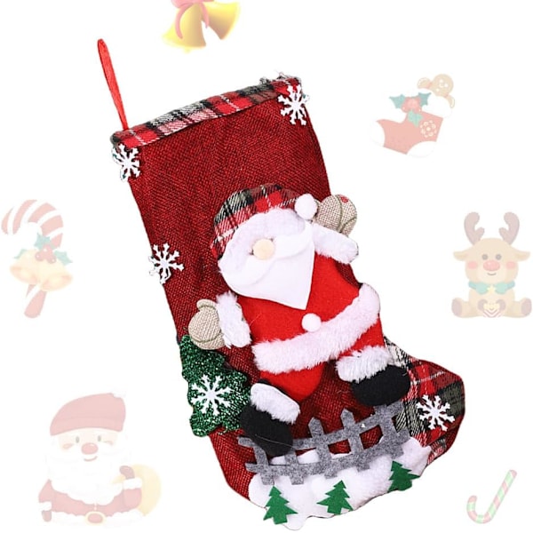 Julstrumpa med julmotiv, 31×20cm, Personligiserad, Julstrumpa för Eldstad, Presentpåse, Godispåse för Jul