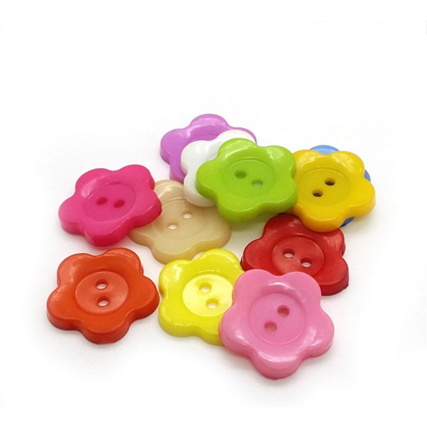 Farverige knapper, 400 stk. blomsterformede knapper, 13,5 mm 2-huls assorterede syknapper til alle håndværk