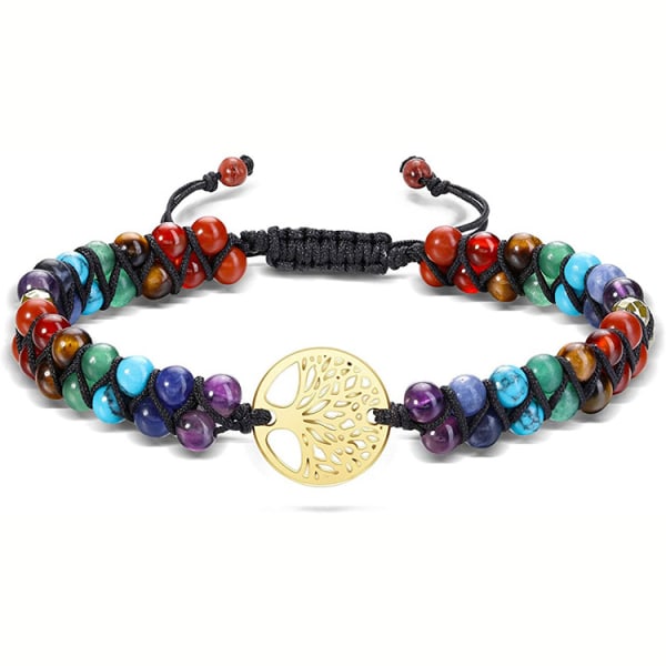 Natursten Pärlor Armband 7 Chakra Ädelstenar Elastiskt Armband Dam Armband Stretch Brac