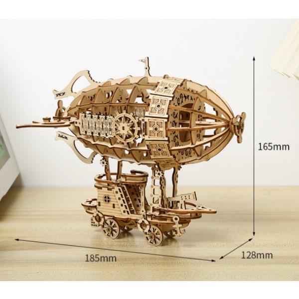 3D-puinen palapeli Ilmalaiva Modulaarinen mekaaninen ilma-alusmalli - 3D-laserleikattu puinen palapeli Se